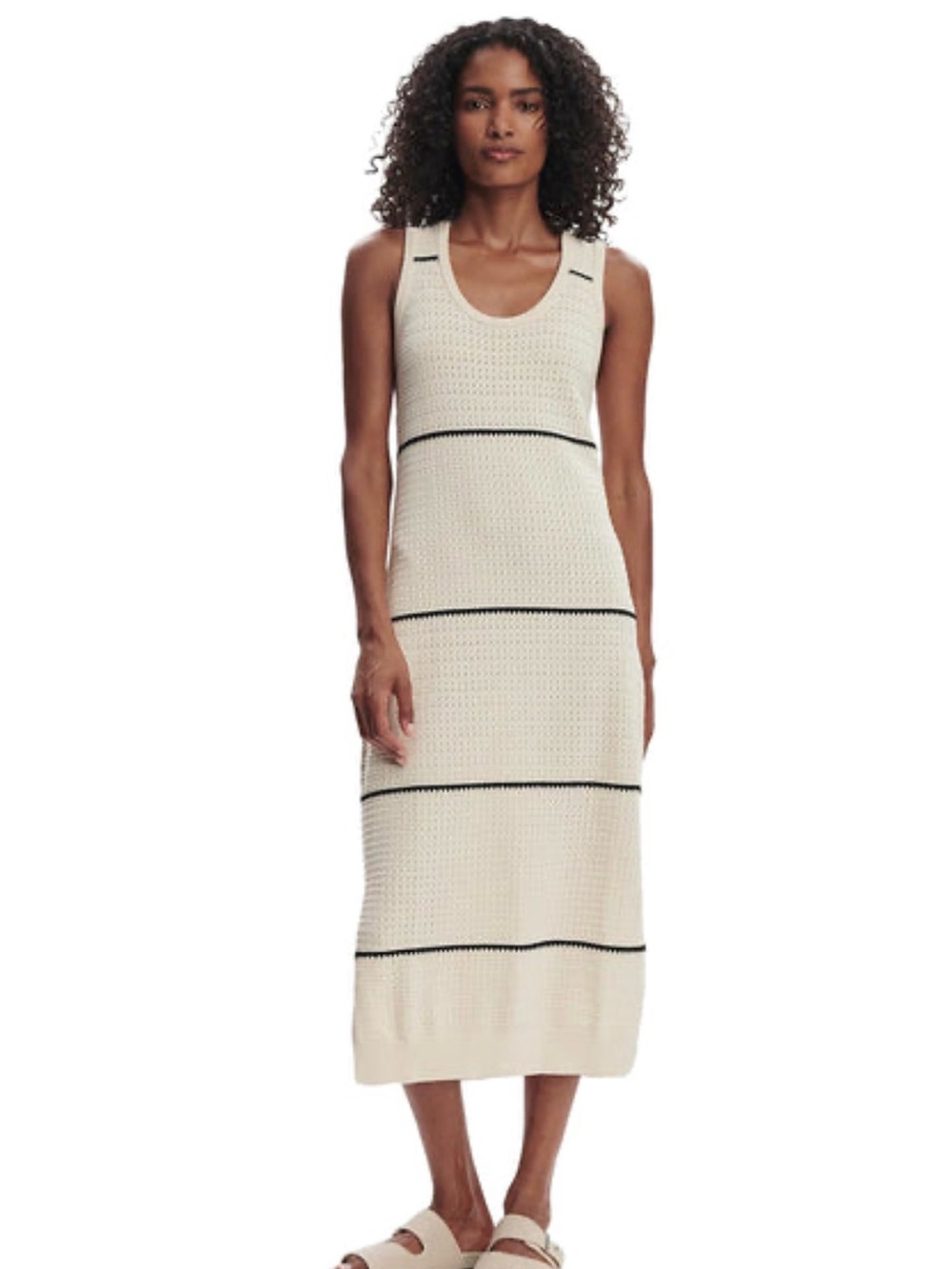 Varley Scott Scoop-Neck Sleeveless Midi Knit Dress Size XL